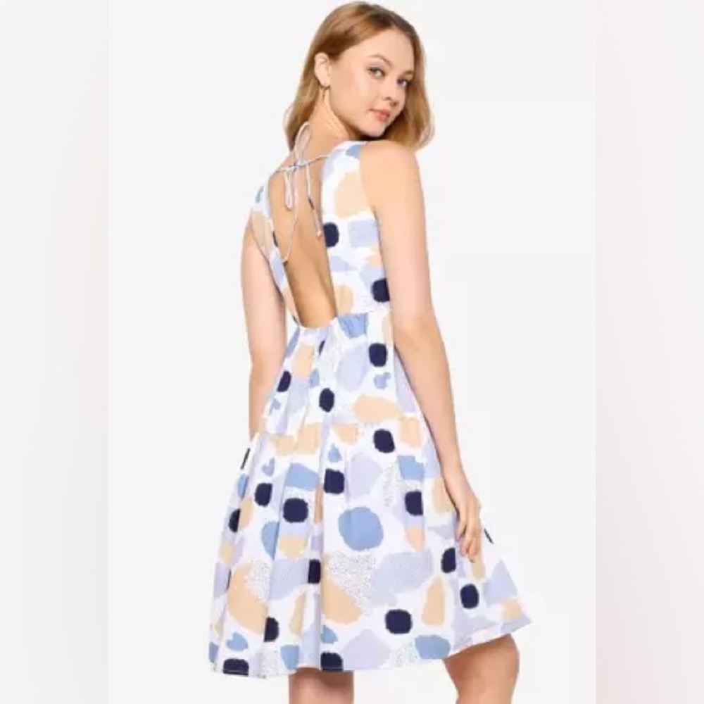 Pieces Open Back Printed Dress- S- NWOT
